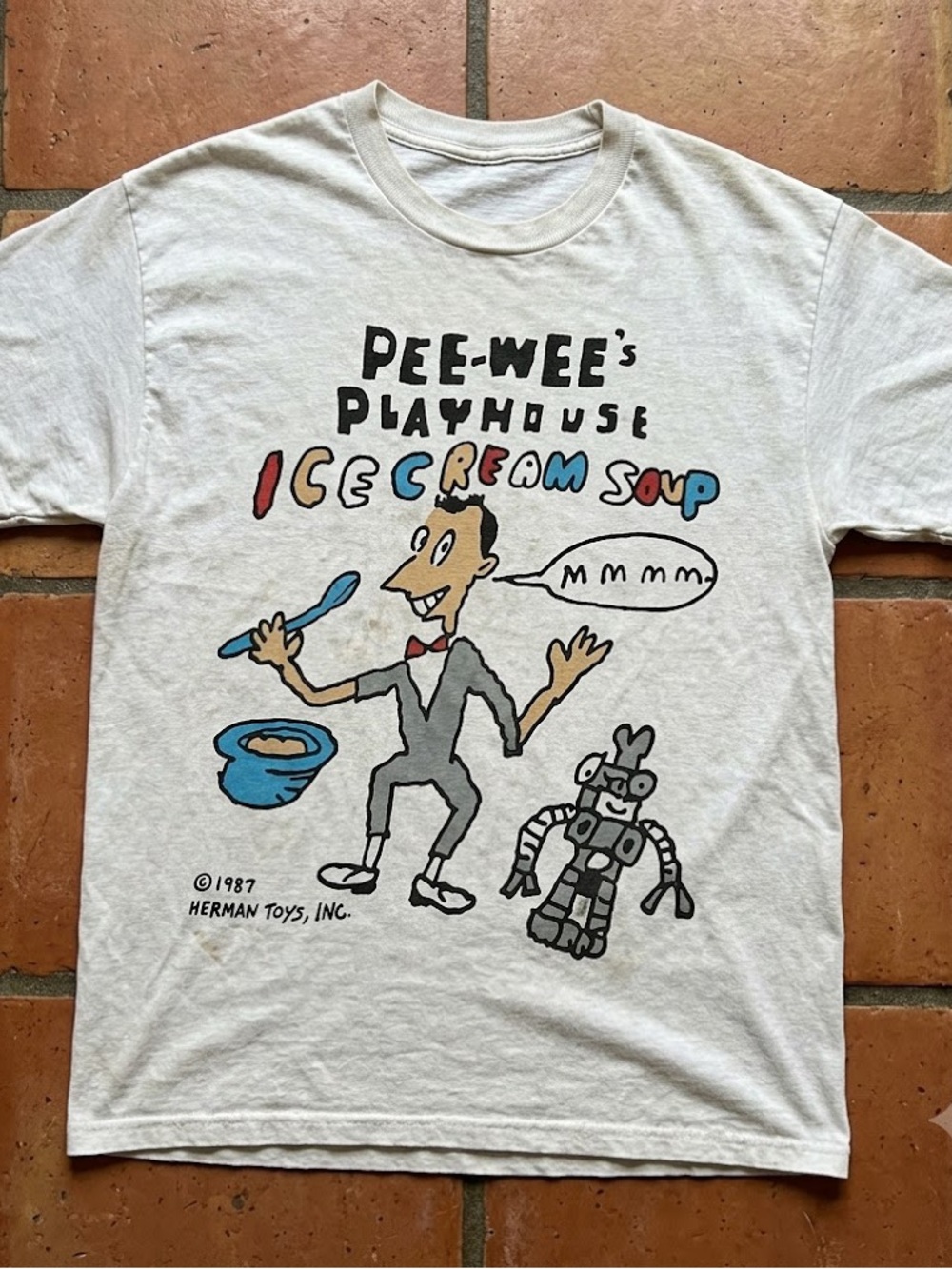 Pee-Wee’s Playhouse Ice Cream Soup 1987 Vintage Graphic T-shirt